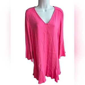 Anthropologie HD In Paris Carissa Viscose Hot Pink Dress Size 4